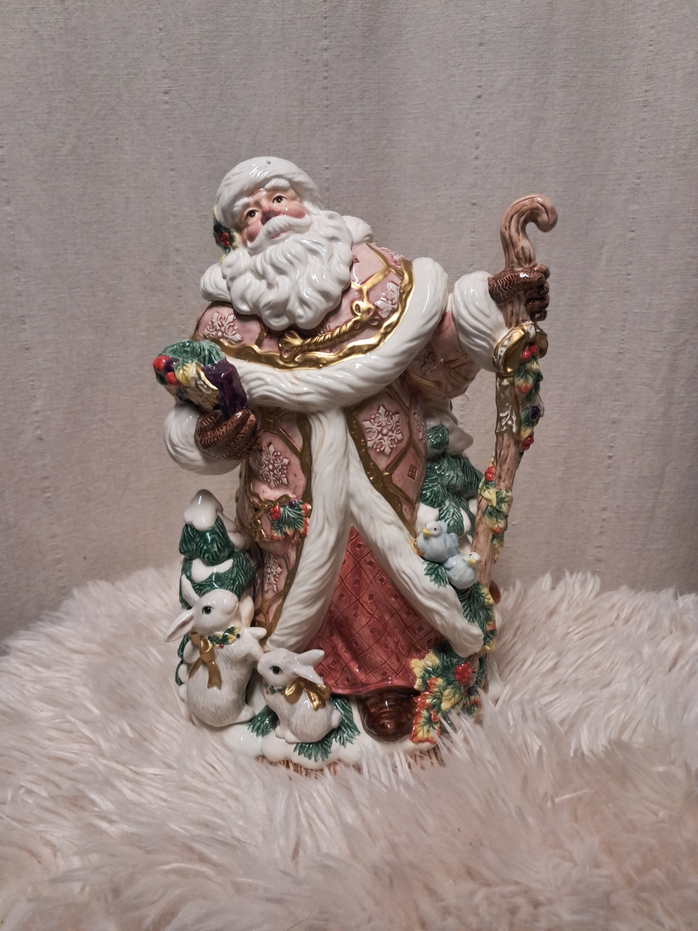 12" Fitz and Floyd Snowy Woods Large Christmas Centerpiece Vase - Picture 5 of 5